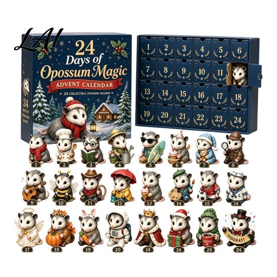 Regalo Ricordo Festivo Unico Calendario dell'Avvento 24 Giorni di Magia Mucca Scozzese Mini Collezioni di Ornamenti Stile Retrò Figure Fattoria Vacanze