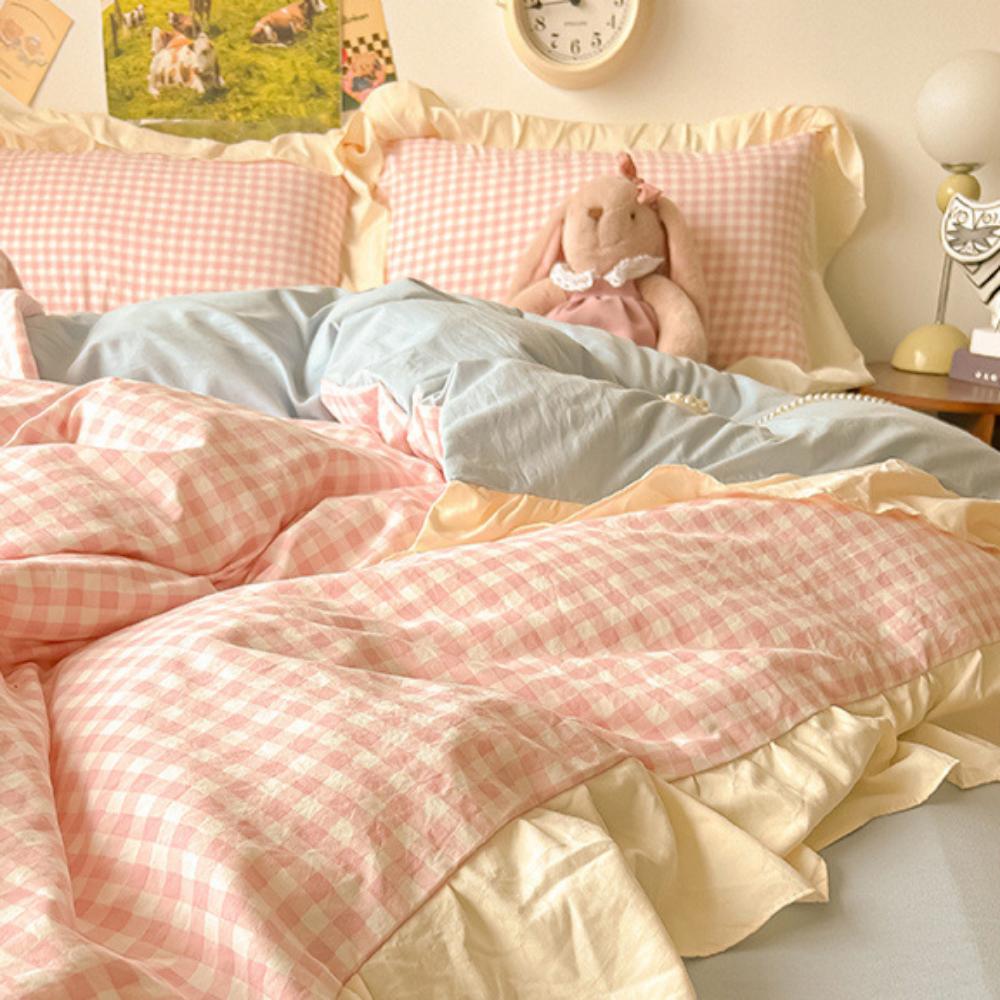 Bed Four-piece Set Washed Cotton Quilt Cover Bed Sheet Dormitory Three-piece Set