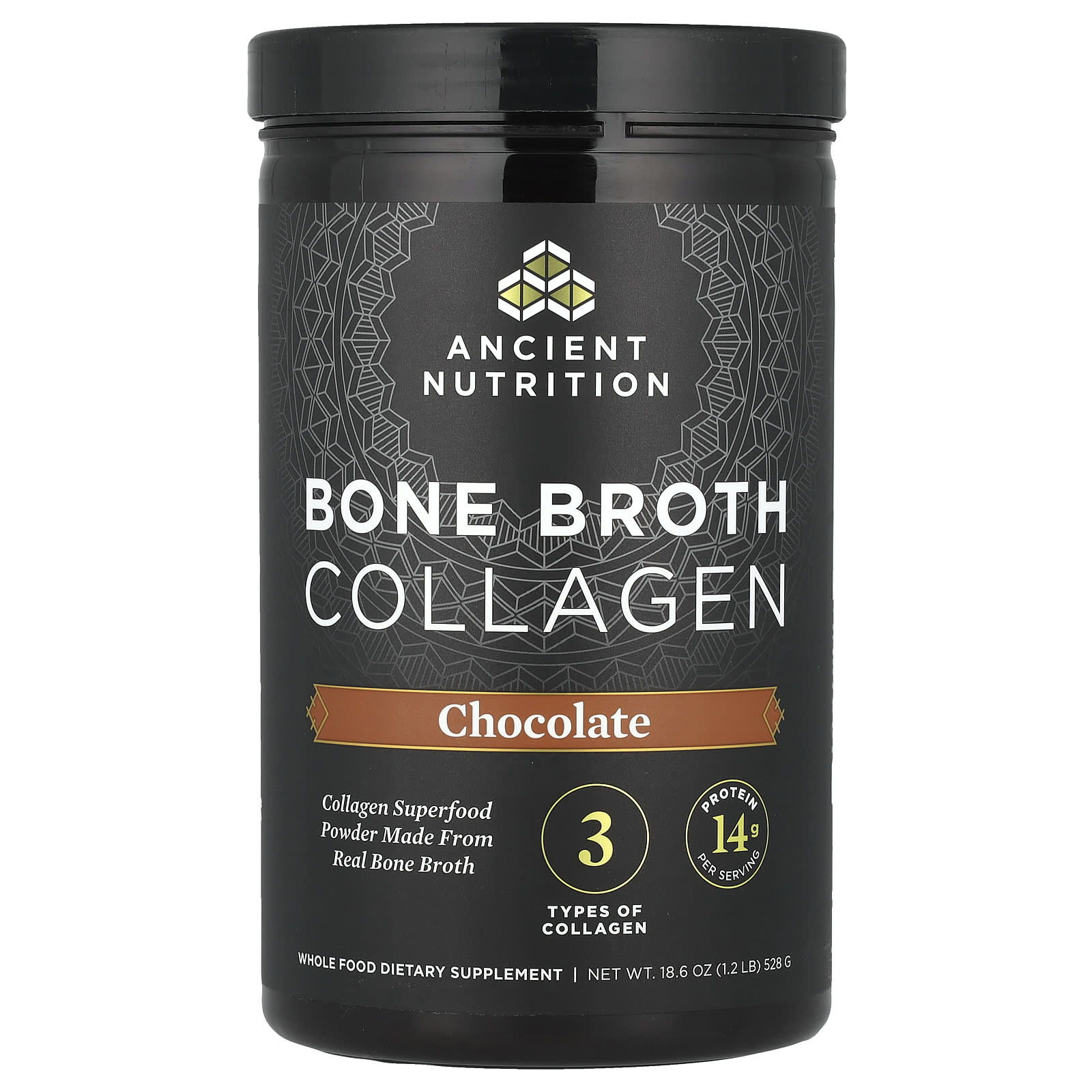 

Ancient Nutrition, колаген кісткового бульйону, шоколад, 1,2 фунта (528 г)