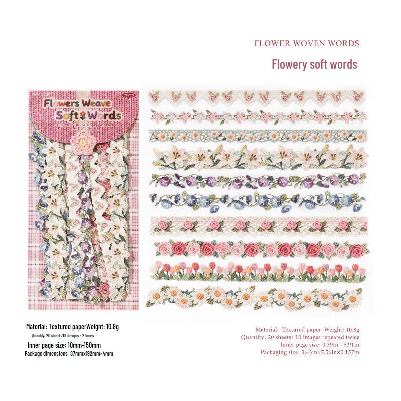 Mò Mò Retro Crochet Long Strip Stickers for Journals & Collages