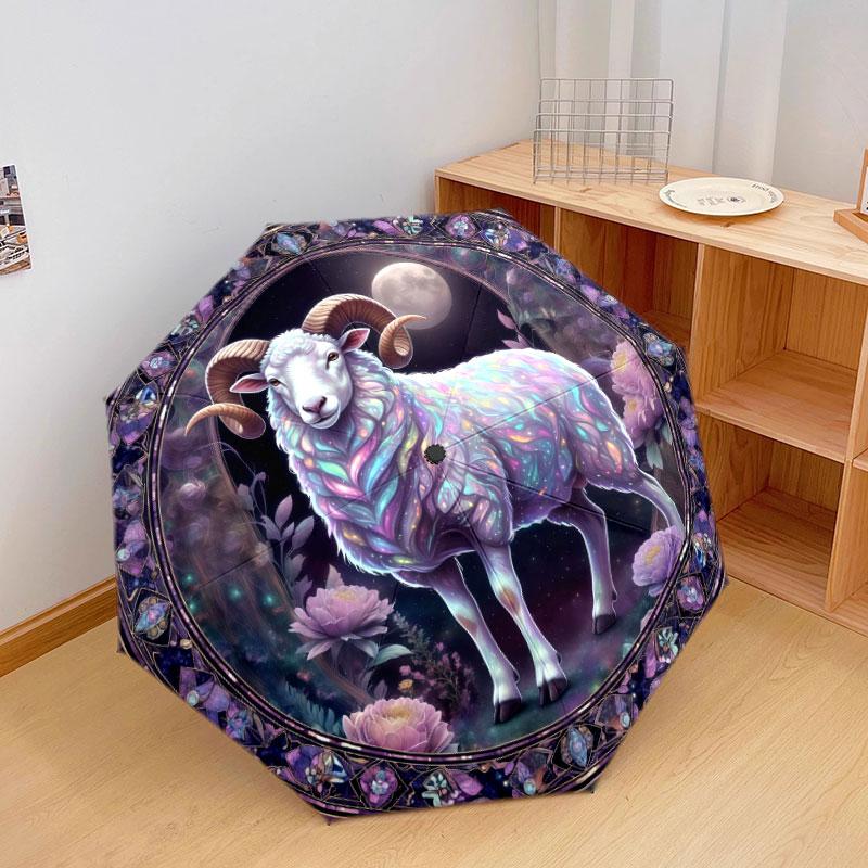 PsychedelicAnimals Pattern Pattern New Style Umbrella, 1 Piece Automatic Folding Umbrella, Portable Travel Umbrella, Outdoor Umbrella, Birthday Gift
