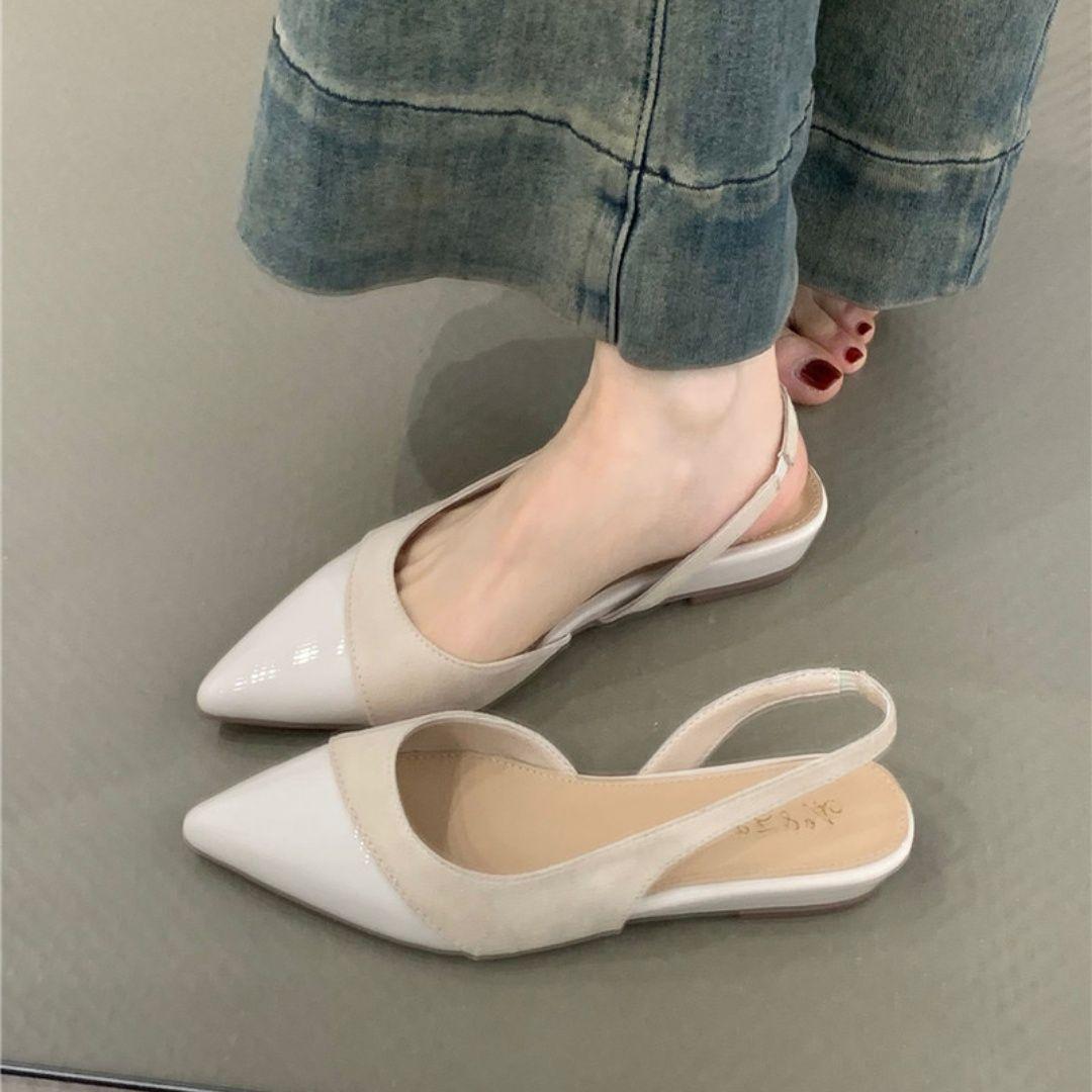 

Fashion with skirt design sense thin belt hollow sandals spring and summer new style bag head slippers 42 бежевий