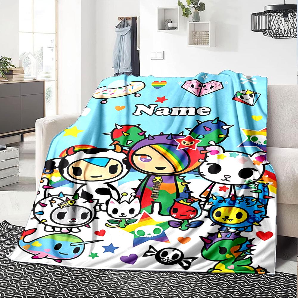 Custom Name Tokidoki Theme Printed Blanket - Perfect for Couch, Bed, Travel & Outdoor Use | Machine Washable, Cozy & Durable.