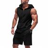 Men's Hooded Sleeveless Jacket With Pockets Casual Sports Shorts Set