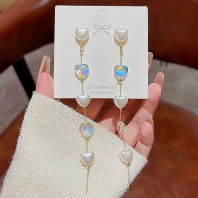 Fashion Pearl Earrings Joker Earrings New Niche Temperament Long Tassel Earrings