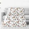 Individuell 3D-gedruckte lustige Dackel-Cartoon-Decken, bequeme weiche Flanell-Sommer-Überwurfdecke für Sofa, Außenbereich, Bett