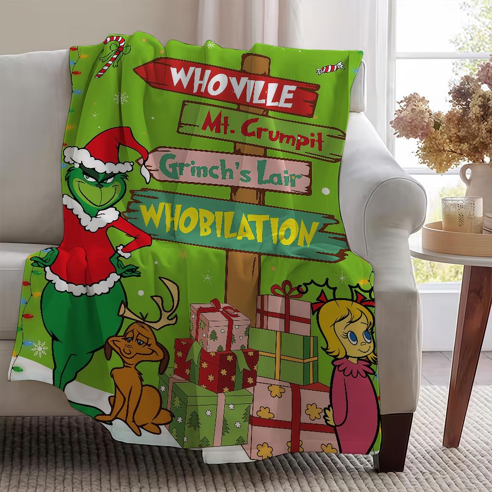 Blanket Throw Film Super Cosy Plush Living Room Christmas G-GrinchS Sofa Couch Childish Birthday The Gifts