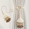 2 Pack Cotton Rope Curtain Holdbacks Ties Decorative Drapery Clip With Fringe and Wooden Beads for Living Room Decors