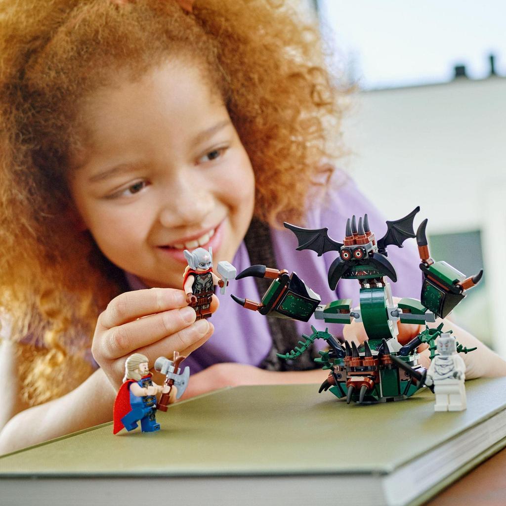 LEGO Super Heróis: Novo Ataque a Nova Asgard 76207 Blocos de Brinquedo Presente Super-Herói Quadrinho Americano Herói Sentai Meninos Idades 7 e Acima