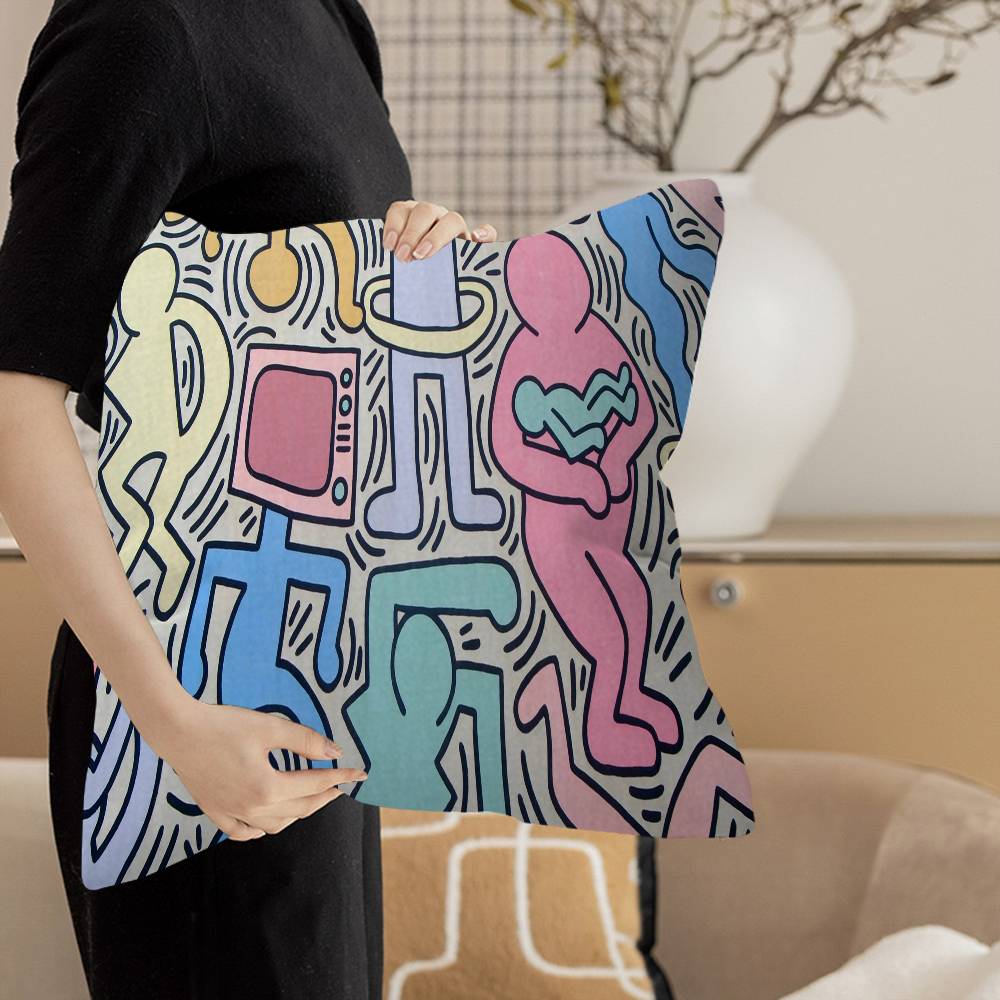 K-Keiths H-Haring Personalized picture text home decorative pillows Household Gifts 45x45cm