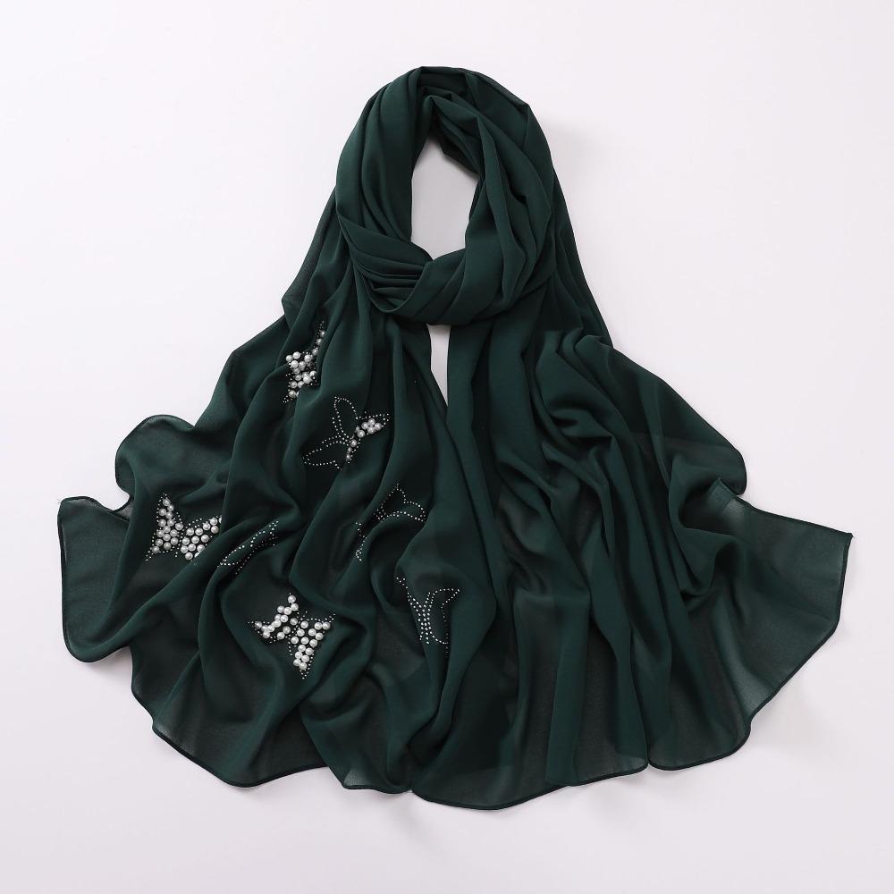Malaysia Scarf Pearl Silk Headscarf Islamic Clothing Turbans Satin Hijab  For Women