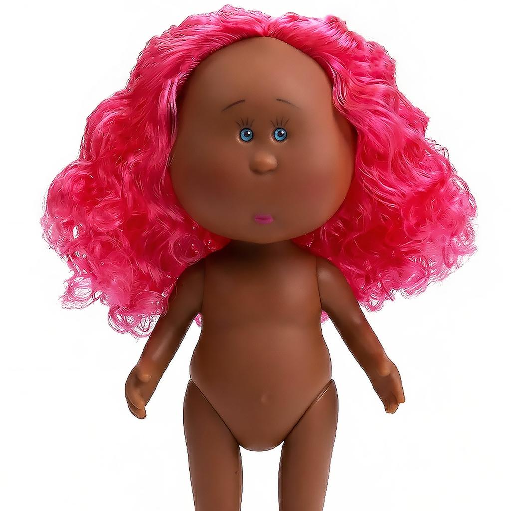 Girls Toy Curly Hair 24Cm Bean Eye Vinyl Doll Dress Up Dark Skin Mia Potato Dolls Movable 24Cm Action Figure Body Children Gift