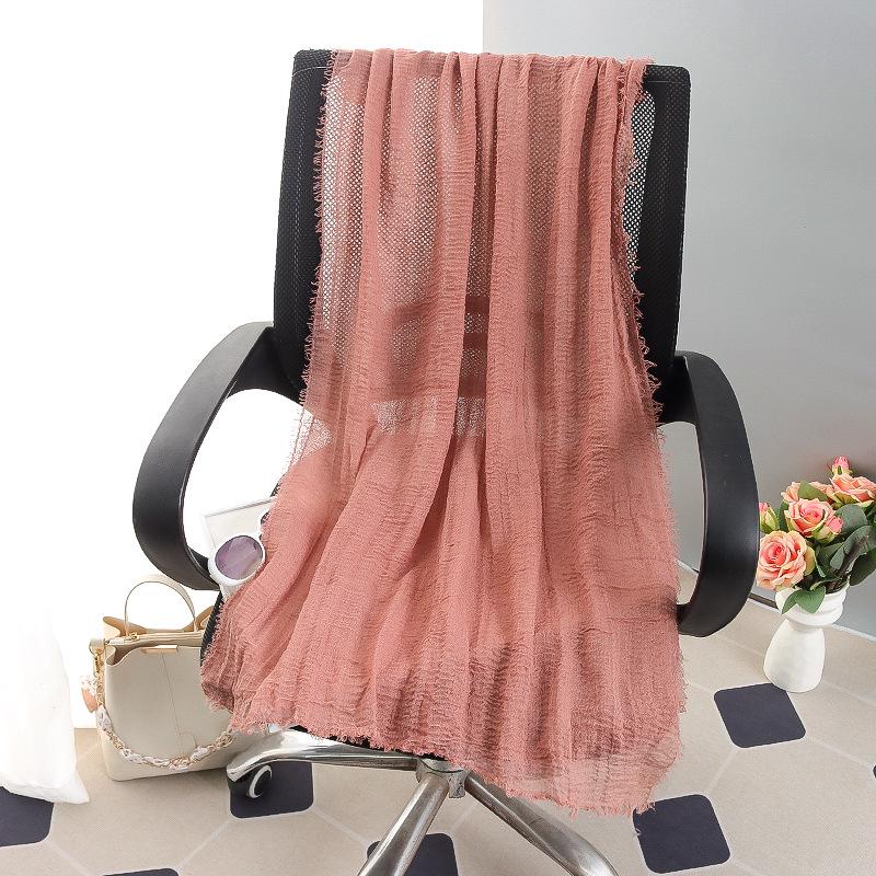 Women's Large Cotton & Linen Pure Color Scarf: Spring/Summer Muslim Headscarf, Beach Towel, Sunscreen Shawl