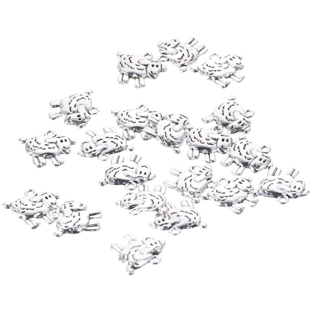 20pcs Craft Gifts Silver Sheep Metal Charms Pendants Mini 0.7inch Antique Cute Sheep Pendant Animal Shape Dangle for Earring