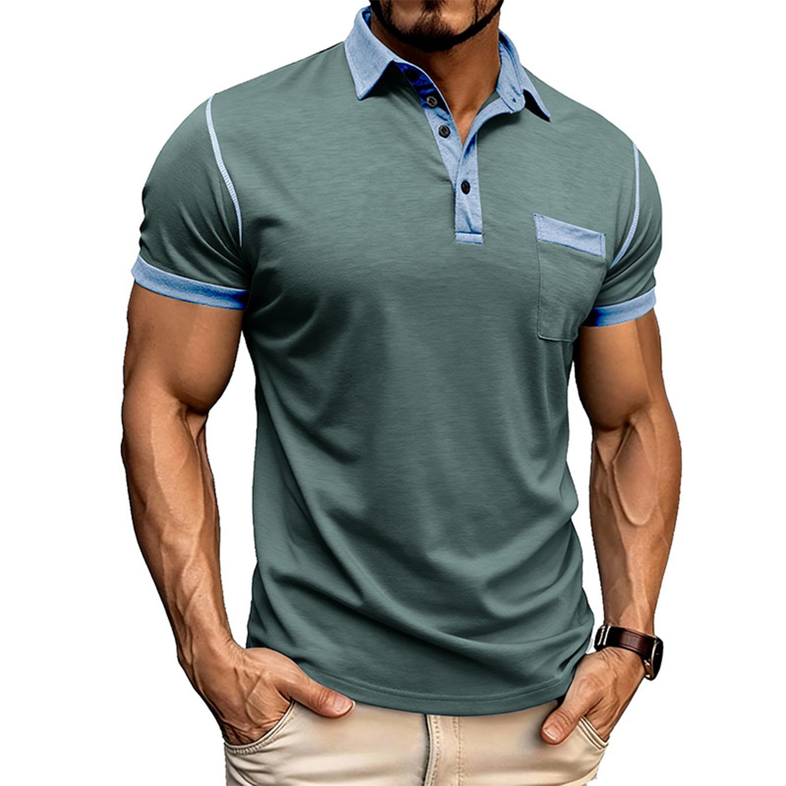 

Men s Casual Button,Down Collar Short,Sleeve Shirt XXXL зелений