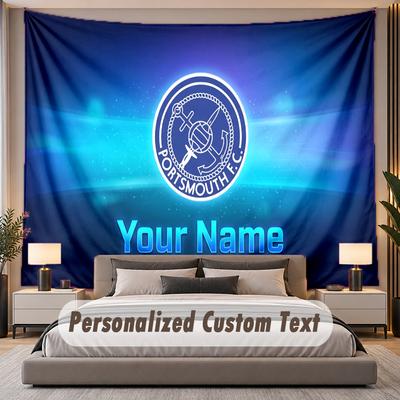 Custom Name Text Tapestry Portsmouth FC Personalized Polyester Wall Tapestry For Bedroom And Room