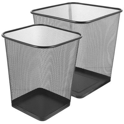 2pcs Metal Mesh Trash Can Sturdy Iron Frame Square Waste Bin For Kitchen Office Bedroom Garage Recycling Dustbin