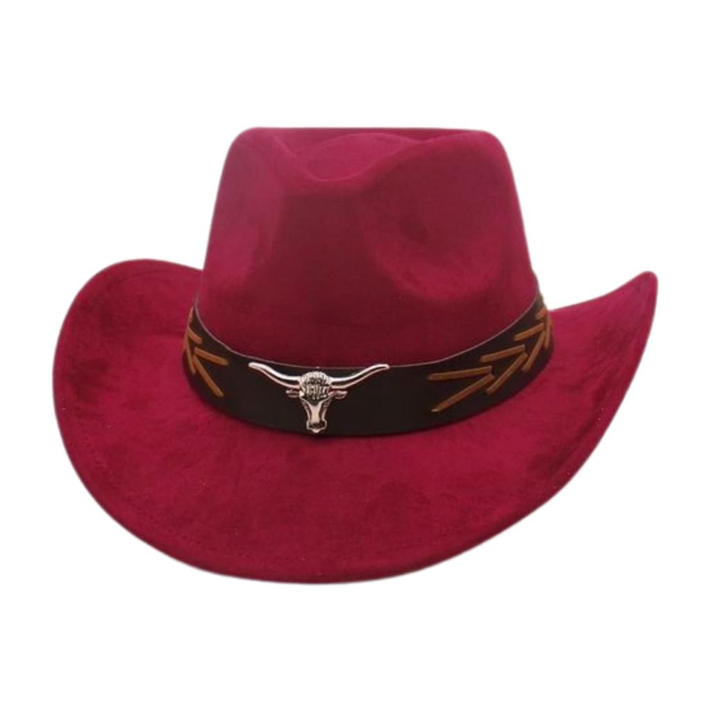 Ethnic Style Brown Cow Head Suede Top Hat Western Cowboy Hat Stage Jazz Hat