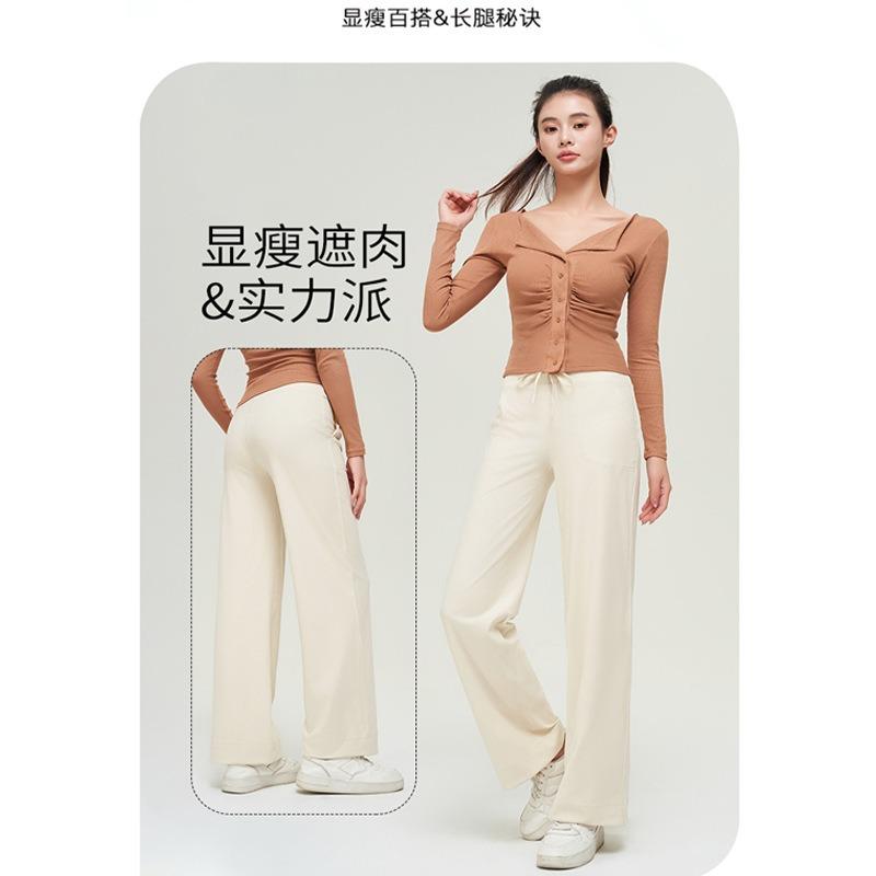 Yoga-Hose Throwback immer noch Weiter Bein Lässig Sporthose Damen Einfarbig Leicht Gepolstert