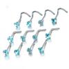 5Pcs Sturdy Alloy Nose Piercing Jewelry Set L Shape Studs and Hoops With CZ Designs Accessory for Stylish Look