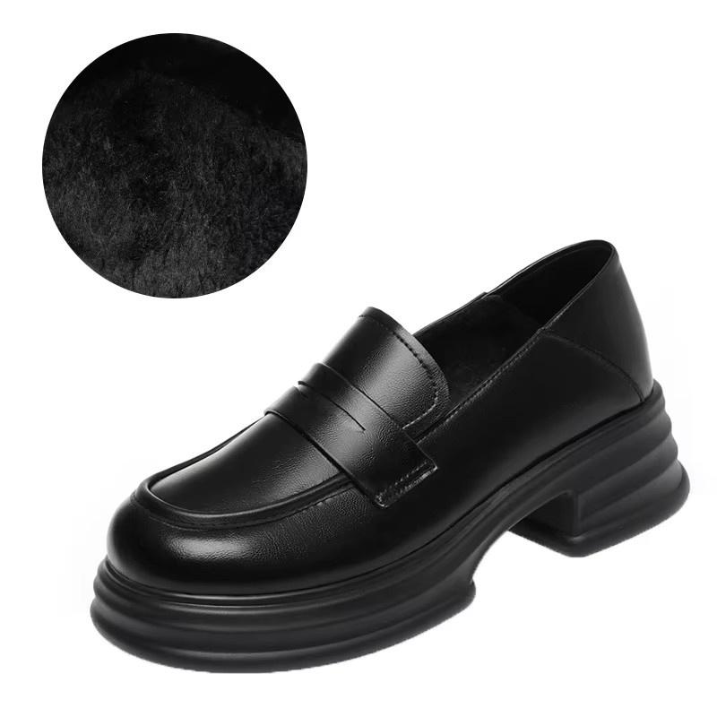 

5 см Удобная Толстая Подошва Средний Квадратный Каблук Массивная Платформа Обувь 2025 Весна Яркая Кожа Лоферы Черные для Офиса Мама 36