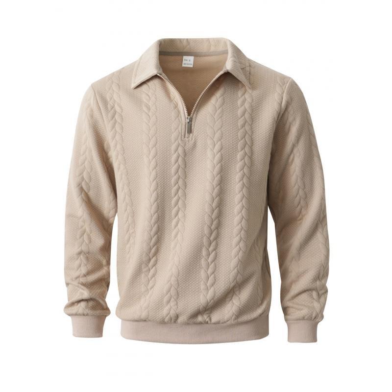 Spring And Autumn Jacket For Young Men, Casual Long-Sleeve Knit Sweater, Men Zip-Up Sweatshirt