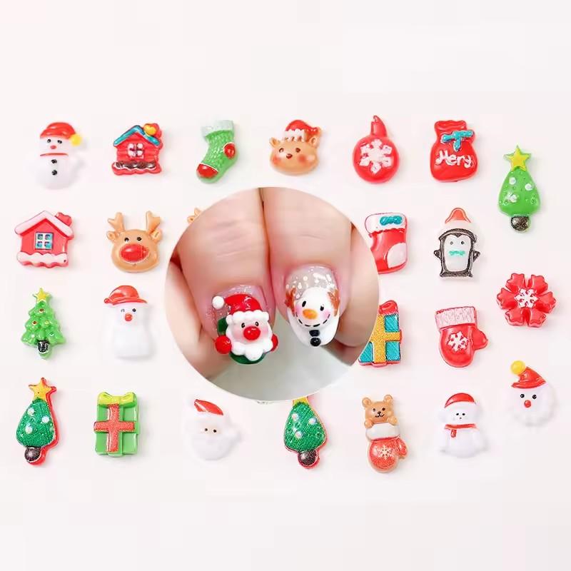 Hot Sale Mini Christmas Design Resin Nail Art Ornaments 5000pcs/Bag for Souvenirs Inspired by Fairy Style Artificial Style