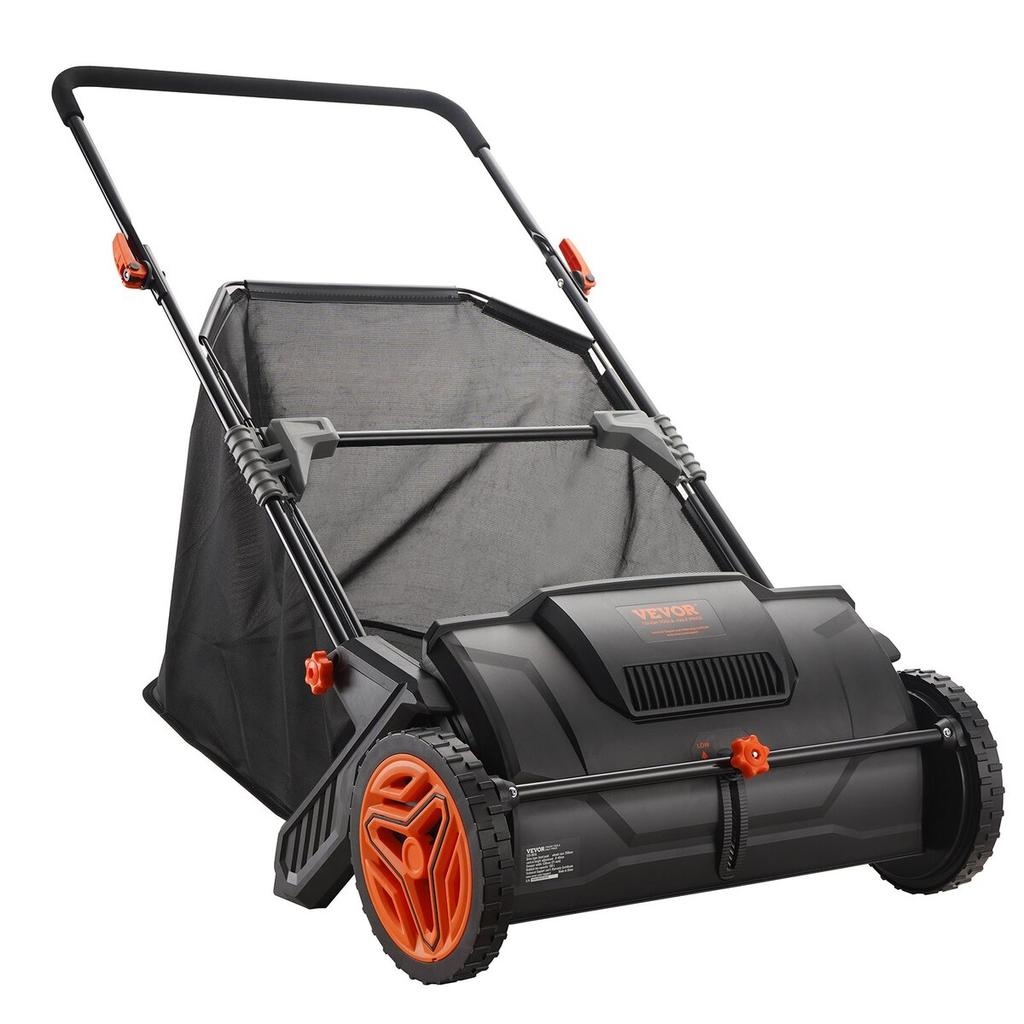 Push Lawn Sweeper, 21-inch Leaf & Grass Collector, Strong Rubber Wheels & Heavy Duty Thickened Steel Durable to Use with Large Capacity 3.5 cu. ft.