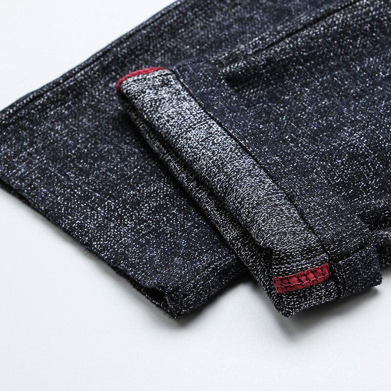 Autumn Winter Men 'S Thick Casual Pants Business Small Straight Gray Elastic Trousers Male Brand Clothing