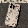 Full Screen Hello Kitty KT Head Bow Phone Case For iPhone 16 15 14 13 Pro Max 11 12 13 Pro X XR 7 8 Plus Cute Girl Y2K Cover