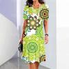 3D Digital Printing Dresses Women's Summer Short-sleeved O-neck Casual Loose Dress