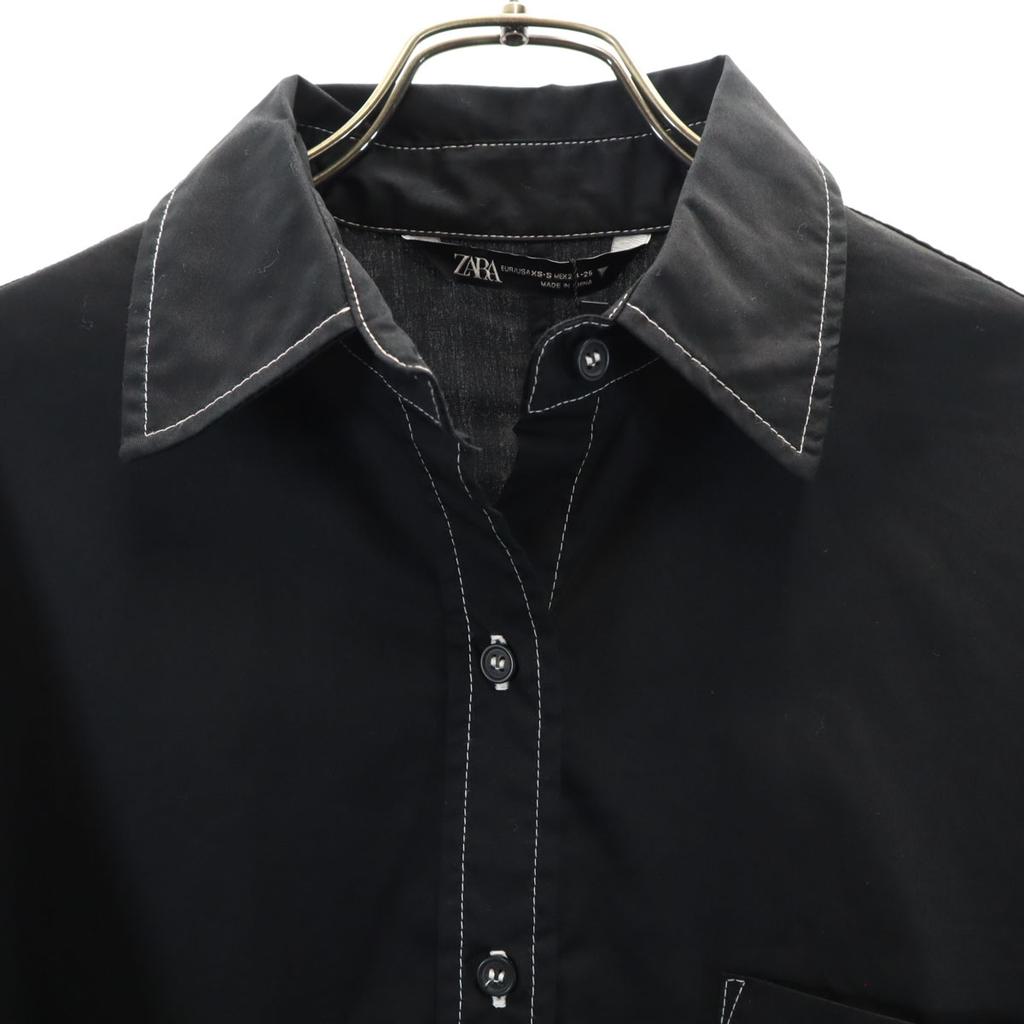 Unused ZARA Short Sleeve Oversize Shirt XS-S Black Women Used