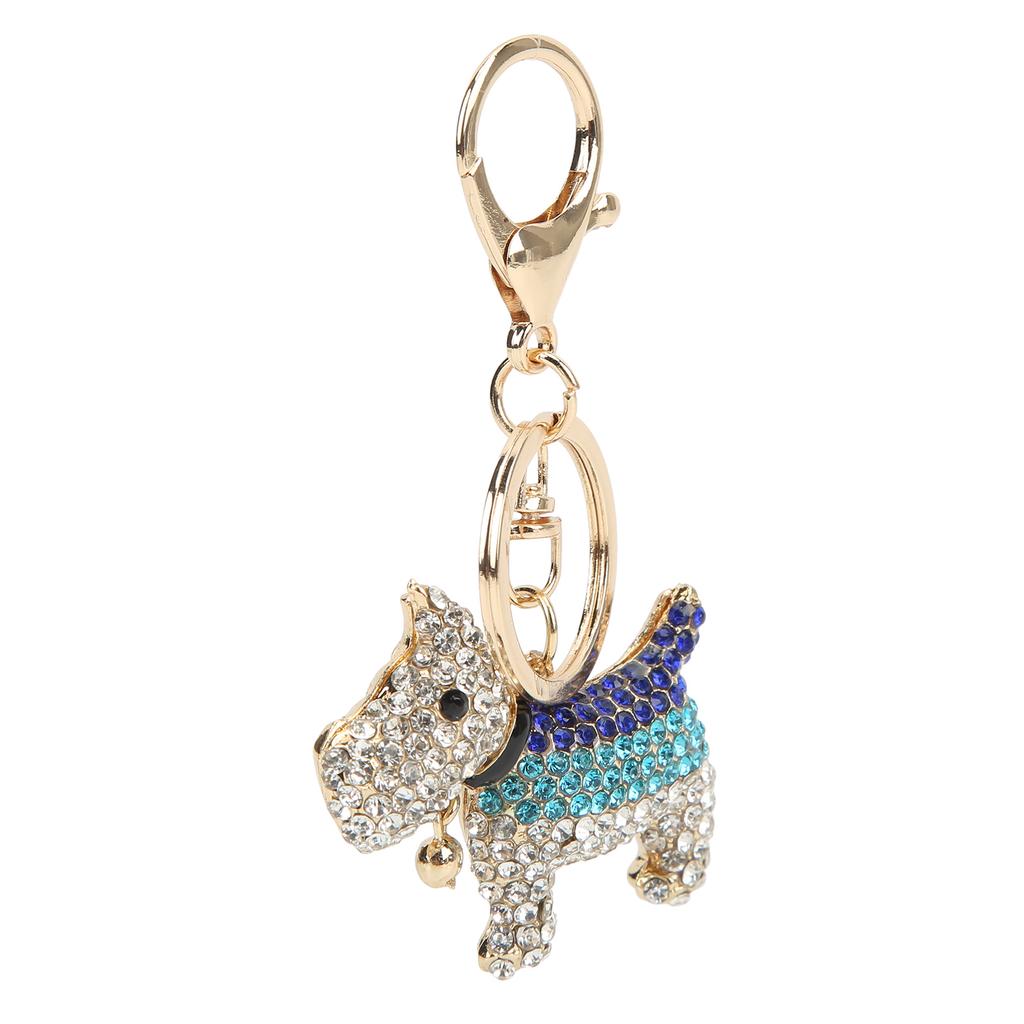 Dog Keychain Electroplating Process Rhinestones Puppy Keychain Pure Color Dripping Process Keychain