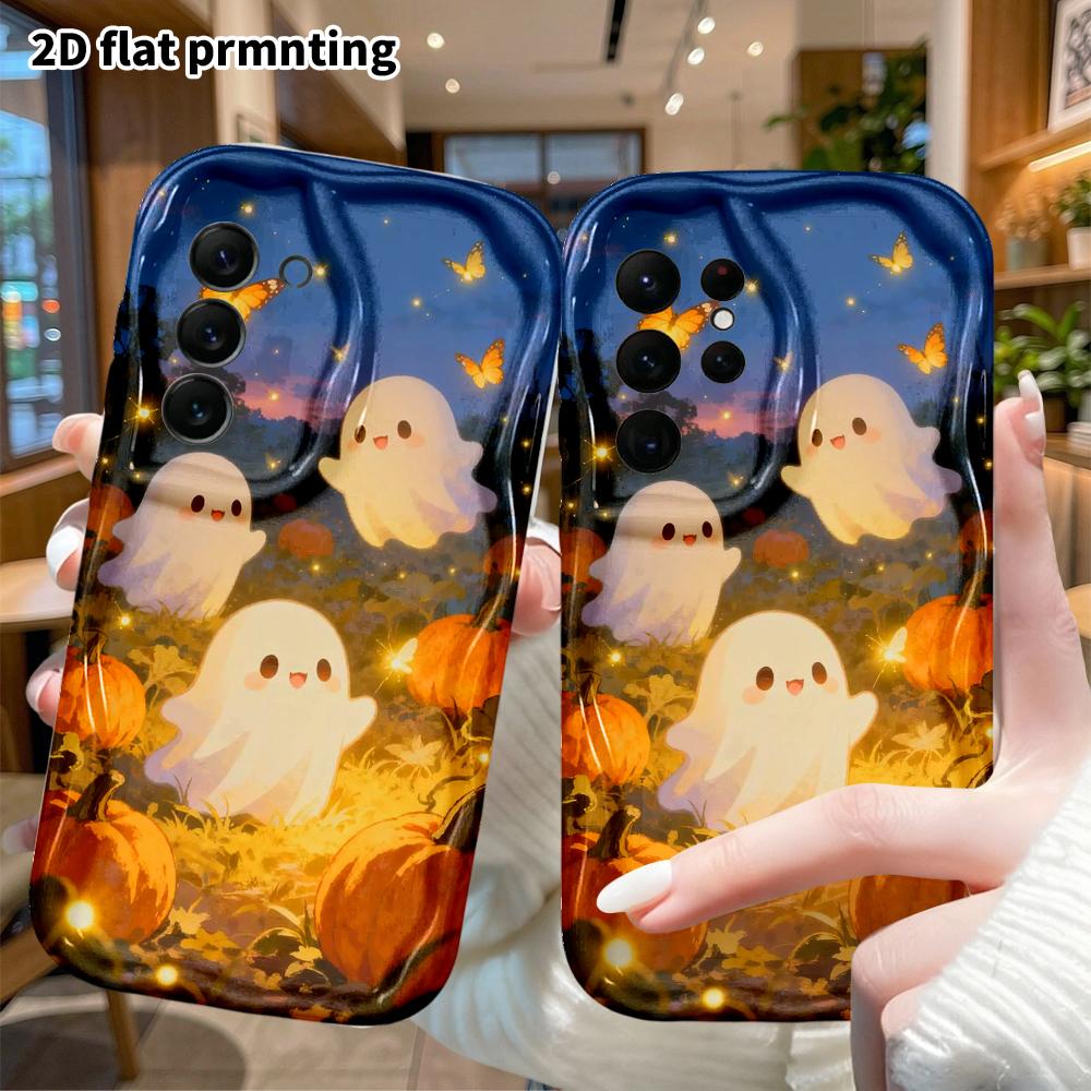 Phone Case: 2D Flat, Suitable for Samsung Galaxy A34 A35 M05 M06 S20 S22 S21 FE Plus 5G Protective Case, Ghost Pumpkin Field, Perfect Christmas and Ha