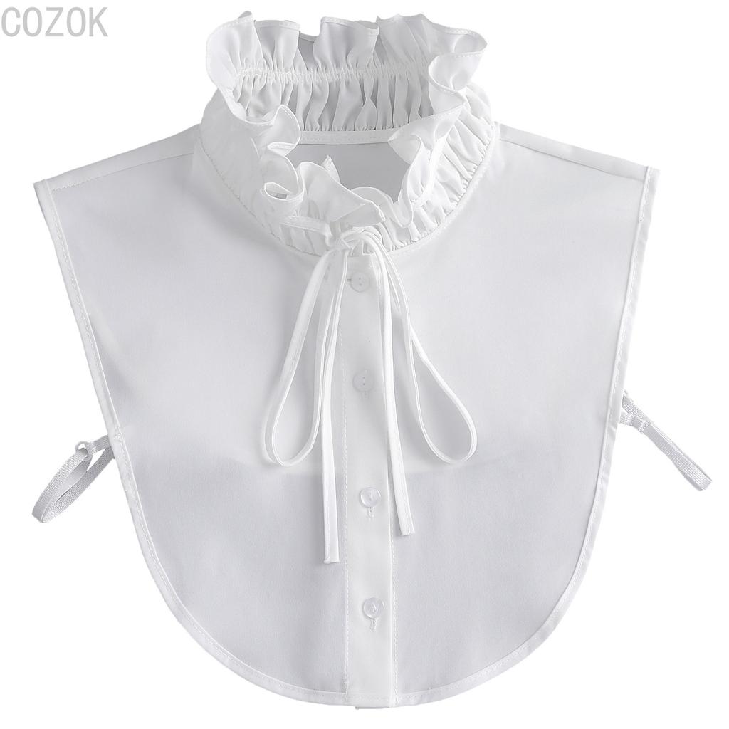 Women's Solid Colour Black White Vertical Small Flip Collar Versatile Shirt Jumper Jumper Fashion Lace False Collar Four Seasons