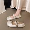 Niche Mary Jane Single Shoes Women's Flat Bottom Shallow Mouth Summer 2025 New Versatile French Round Head Small Leather Shoes