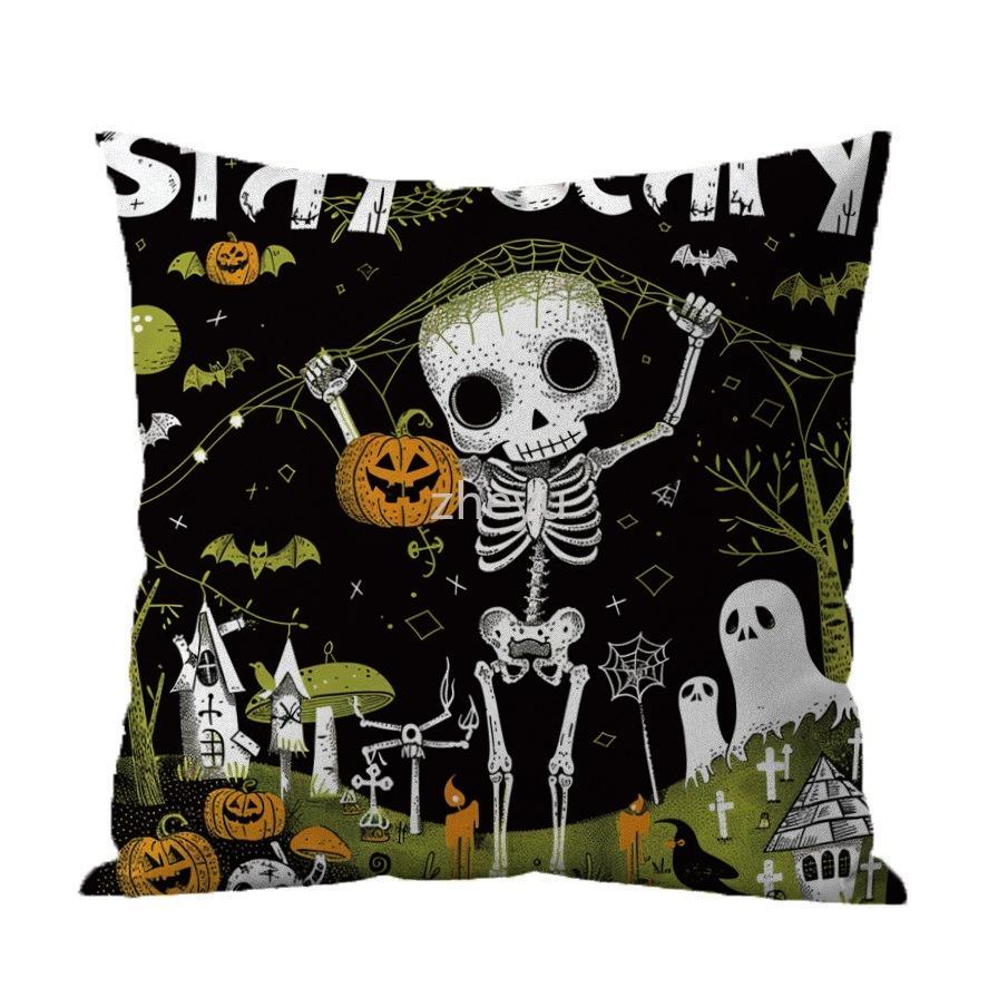 Halloween Party Decoration Pillowcase Ghost Pumpkin Castle Pillowcase Suitable for Home Living Room Sofa Room Decorations