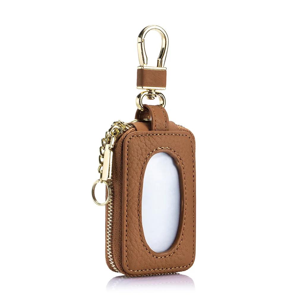 Auto Schlüssel Tasche Echtleder Universal Auto Schlüsselhalter Schlüsseletui Geldbörse Mini Schlüssel Organizer Tasche Reißverschluss Automobil Schlüssel Tasche