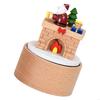 Rotating Wooden Music Boxes Christmas Santa Gift Theme Handcrafted Melodys Home Decoration Present X3UC