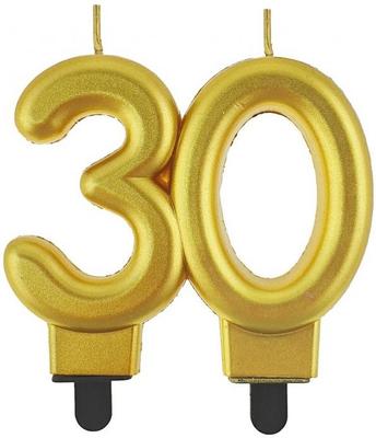 Candle On Cake 30 Metallic Gold Birthday 8Cm