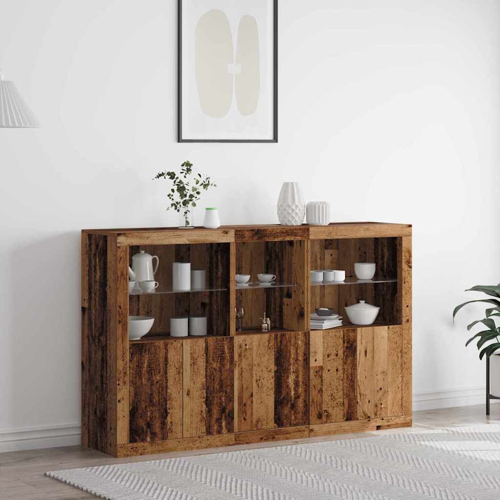 LED Sideboard Reclaimed Wood Look 162 x 37 x 100 cm Engineered Wood