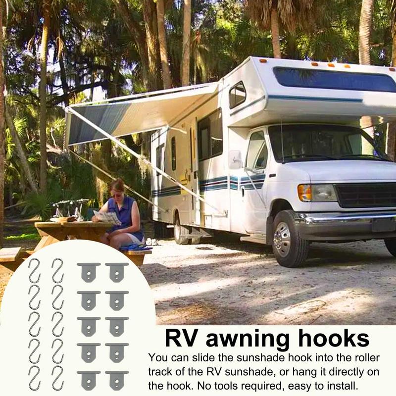 RV Awning Hooks RV Awning Slide Hooks 10X Rubber Portable Quick-Release High-Strength Hardware For Tarp Shade Banner Roller Rod