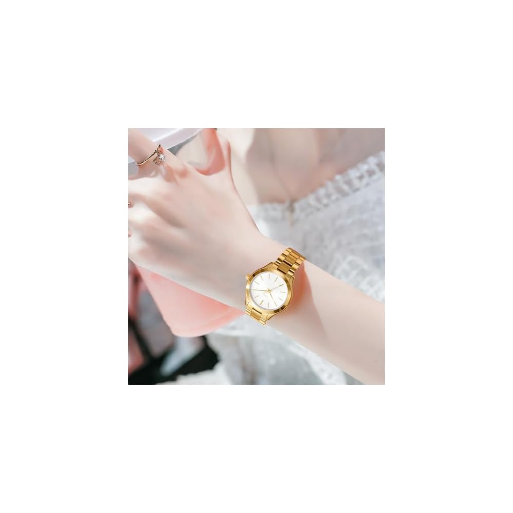 BUREI Women's Analog Quartz Watch Waterproof Stainless Steel Simple Business Style for Commuting