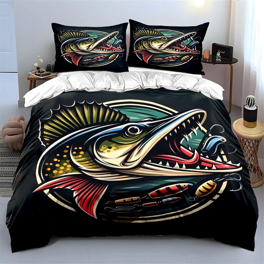 Fishing Lure Set For Anglers Multiple Sizes Kid'S And Adults' Bedroom Exquisite 3Pc Bedding Set, Gift