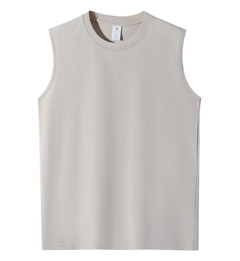 230g Pure Cotton Sleeveless Round Neck Sports Vest - Fitness & Basketball Training Top with Printed Logo.