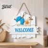 Beach House Accessories Mediterranean Style Wooden Welcome Sign, Starfish And Shells Hanging Nautical Decor Plaque, Decorative Wall Art for Home Porch