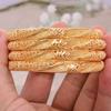 African Gold Color Shiny Bangles for Women Girls Dubai Circle  Bride Wedding Bracelet Ethiopian Jewelry