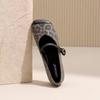 French retro square head leopard print one-word buckle with Mary Jane small leather shoes with skirts, beautiful low heels, light mouth single shoes 