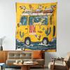 Cartoon Animal Yellow Tapestry Kids Tapestry Dog Car Tapestry Funny Tapestry Wall Hanging Kids Bedroom Decor Home Decor Gift