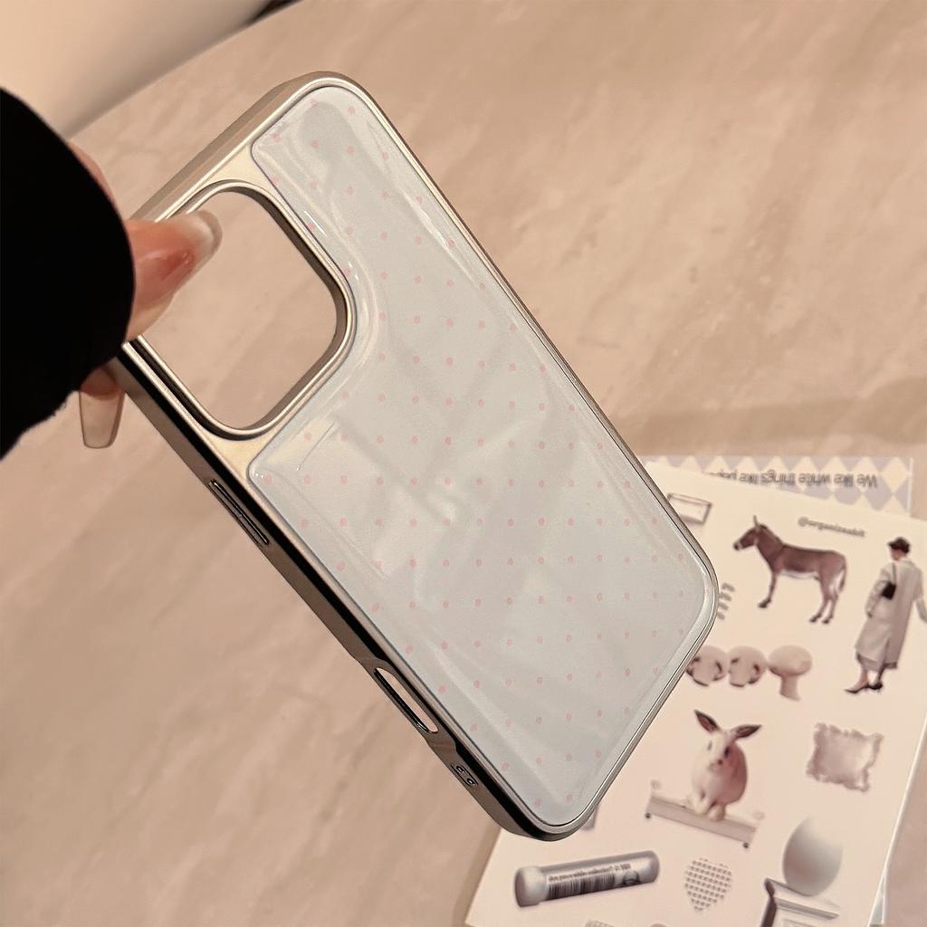 Electroplating Ins Simple Polka Dots Suitable for 16 Apple 15 Pro Max Mobile Phone Case Iphone 14 Drop Glue 13 Han Huawei